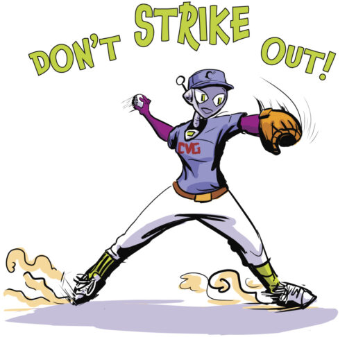 Connie throwing a baseball